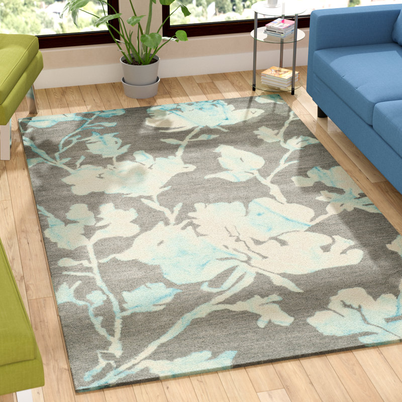 Ebern Designs Danny HandTufted WoolGray/Turquoise Area Rug & Reviews Wayfair